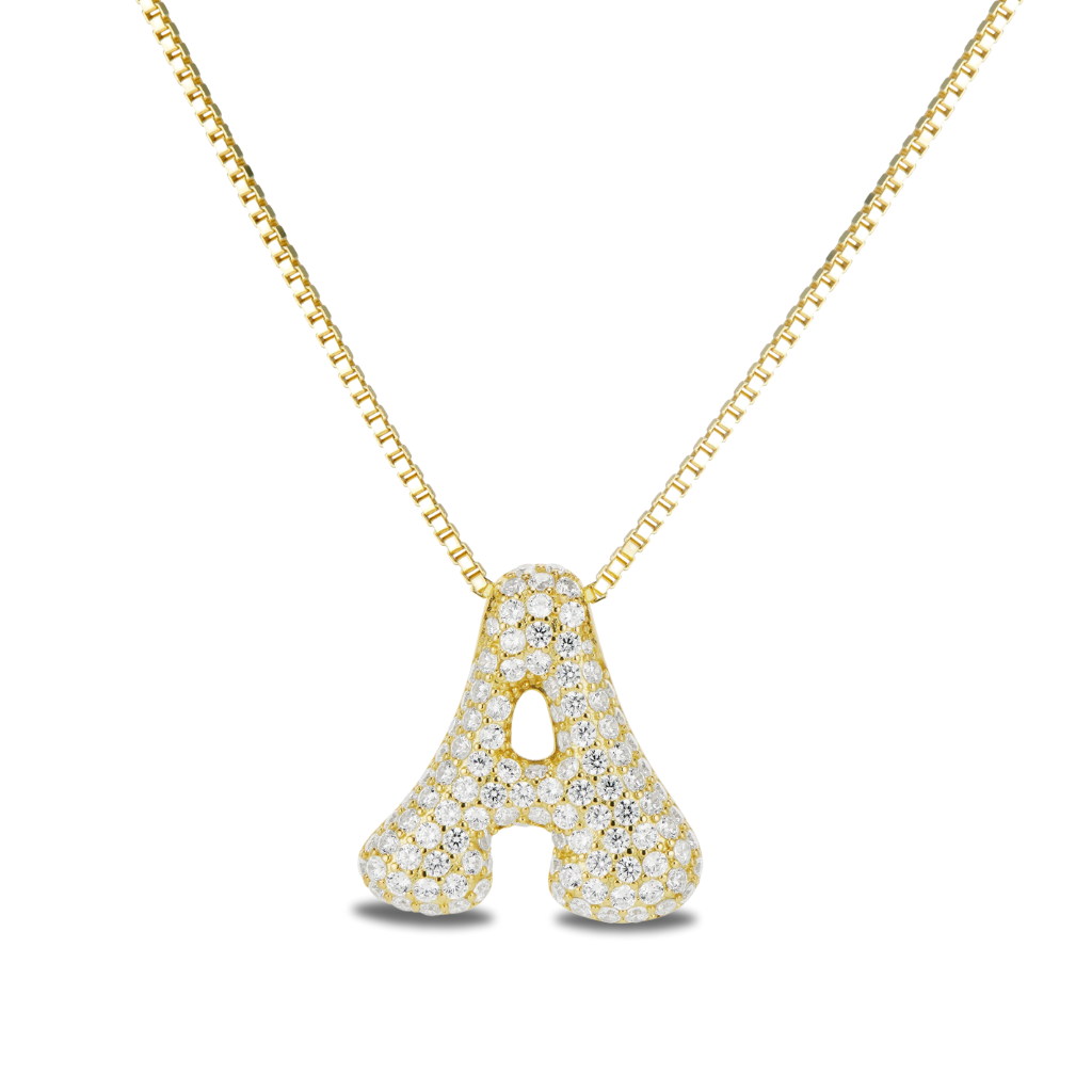 Bubble initial necklace