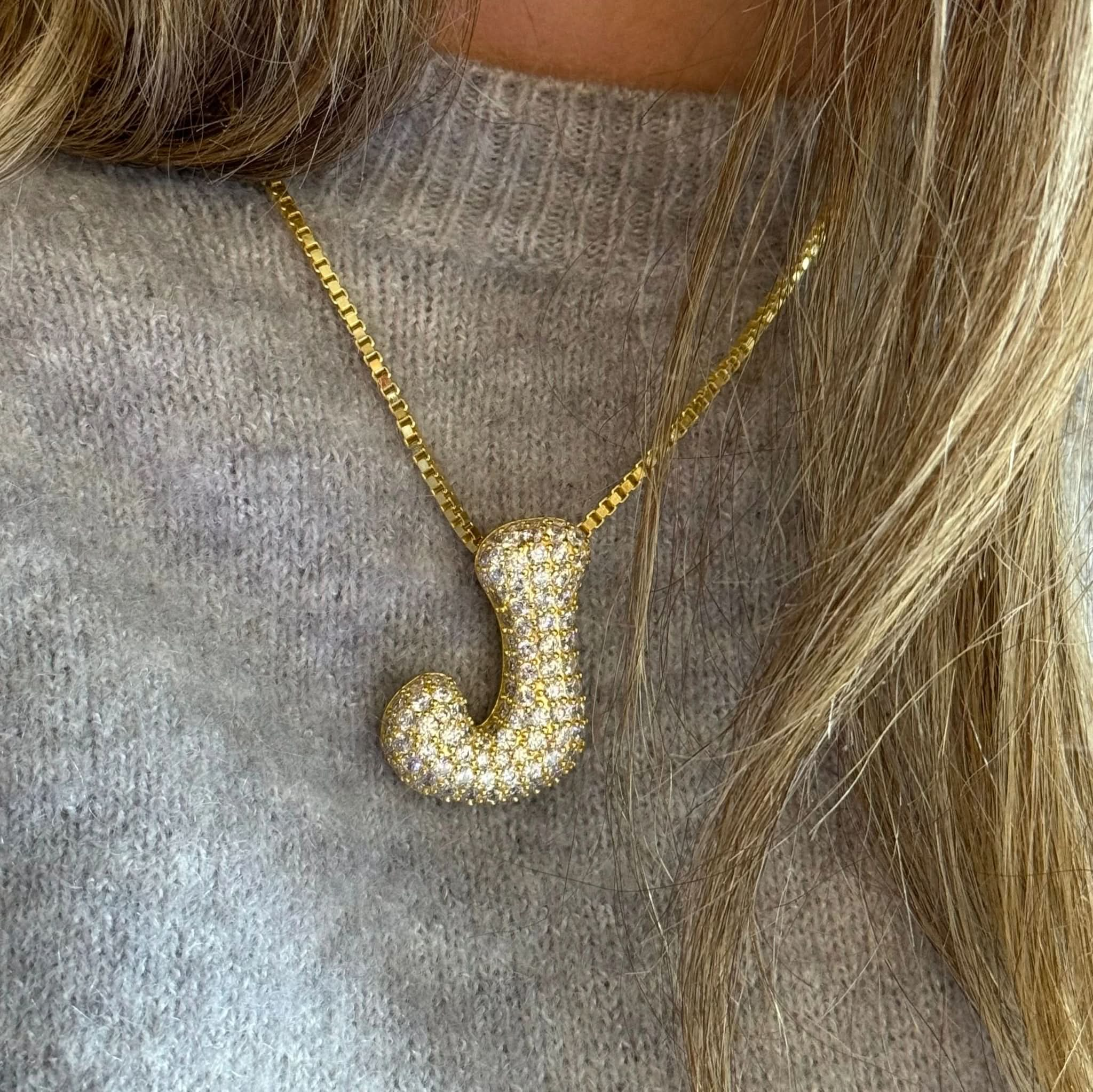 Bubble initial necklace