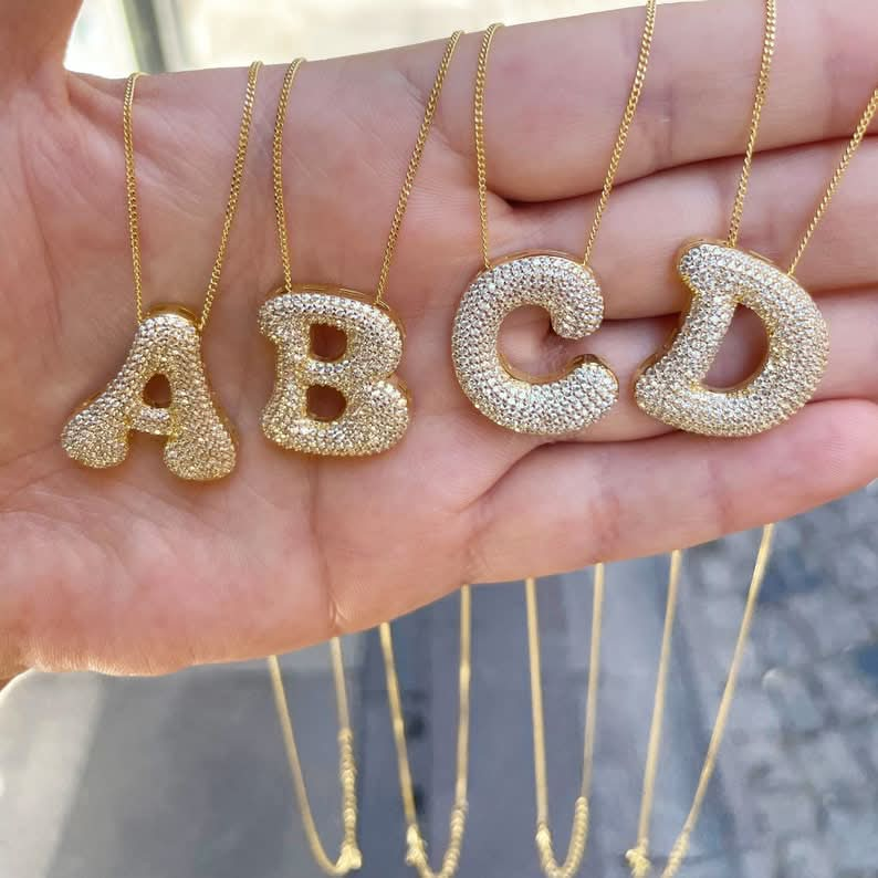 Bubble initial necklace