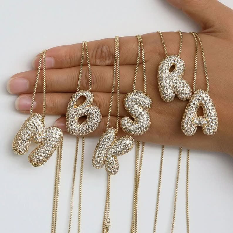 Bubble initial necklace